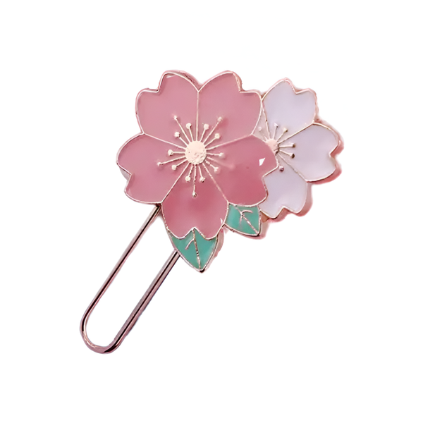 Cute Sakura Cherry Blossom Enamel Metal Bookmark / Paper Clip - Book Lovers