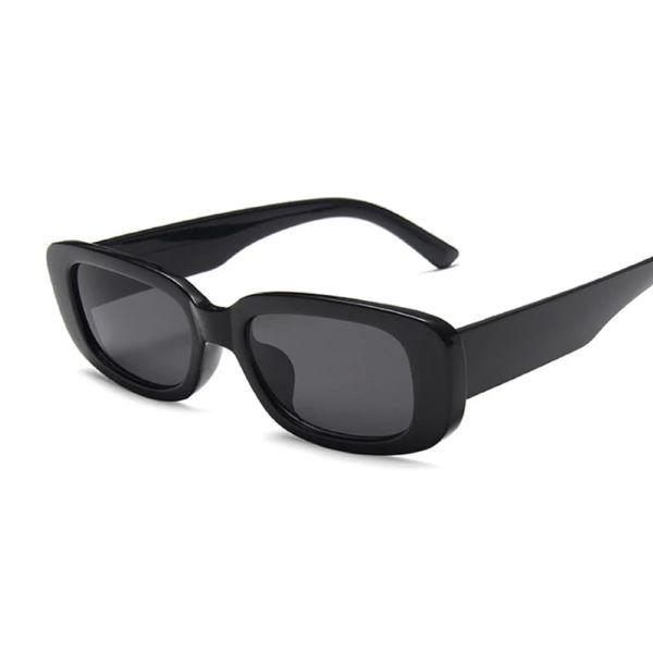 Trendy Square - Rectangle Retro Sunglasses- Black