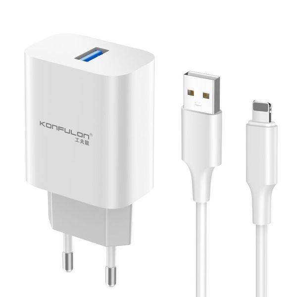 Konfulon USB 3.0A Fast Charge Adapter + USB to iPhone Cable