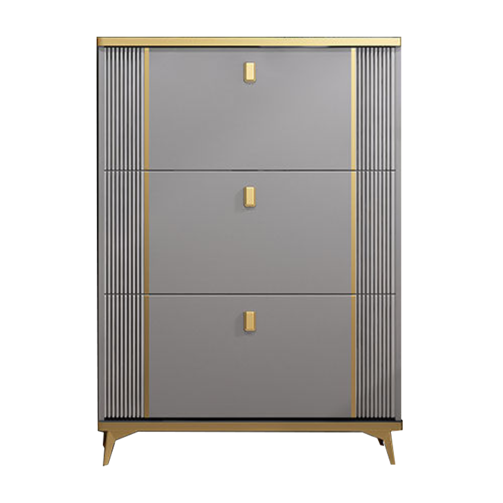 Modern 3 Drawer Shoe 3 Tier Shoe Rack Storage Organizer Grey