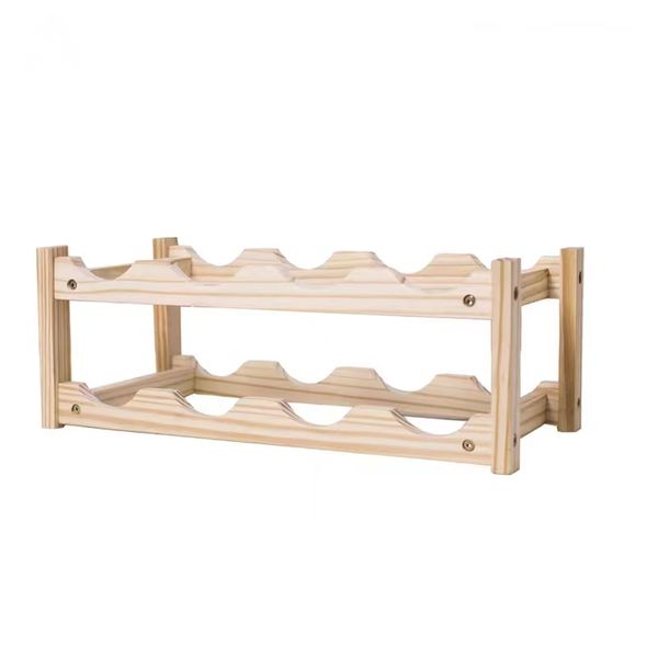 2-Tier Wooden Wine Rack for 8 Bottles of Wine