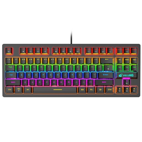 K2 Rainbow Wired Mechanical Gaming Keyboard Backlit 87 Blue Switch - White