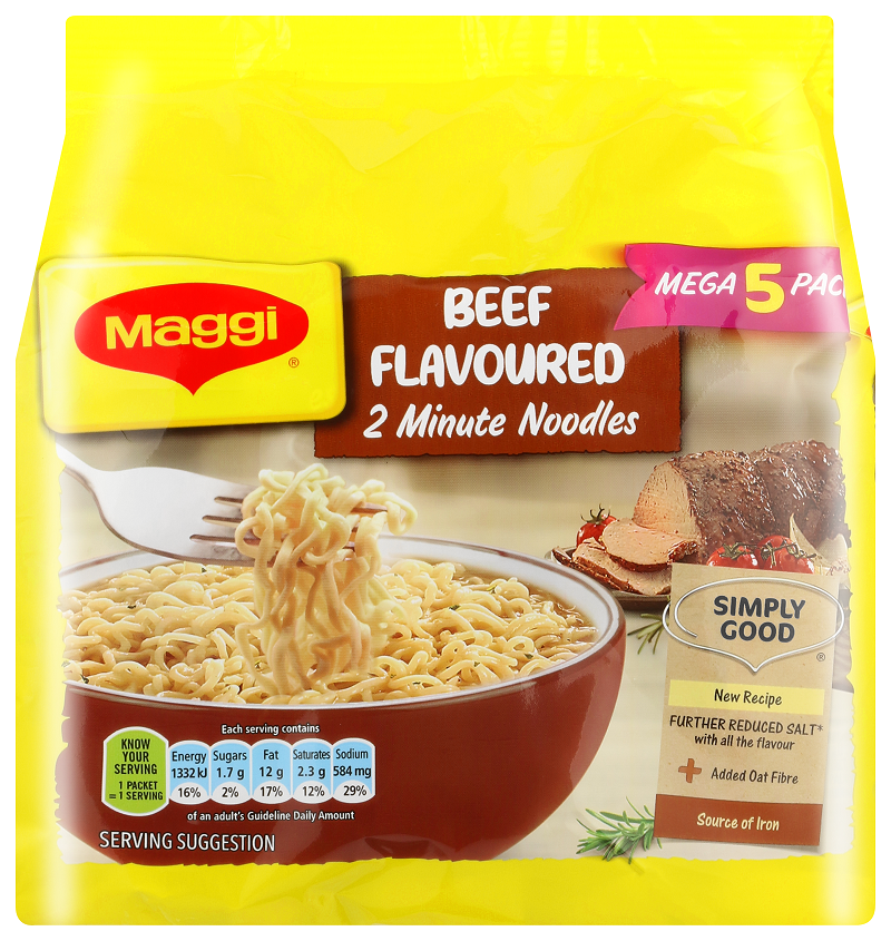 how many calories in maggi 2 minute noodles beef