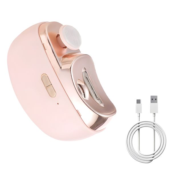 Electric Baby Nail Clippers 3 in 1 Fingernail Trimmer,White with Led-Pink