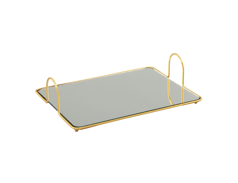 Gold Mirror Serving Tray with handles- Elegant Decorative &amp; Serving Display