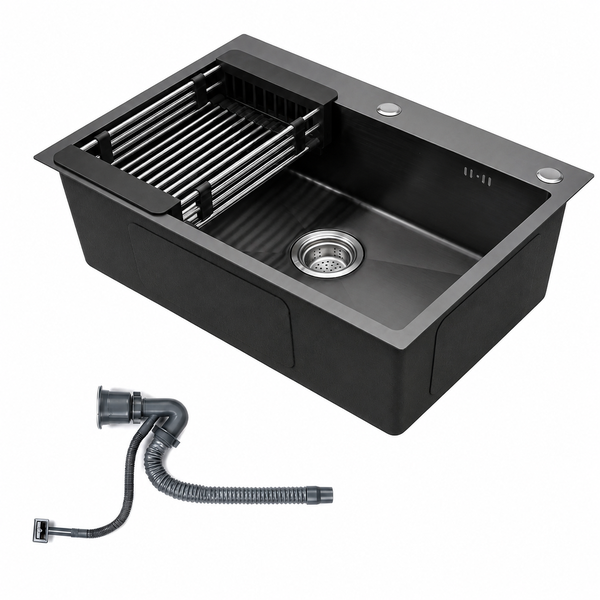 Stainless Steel Modern Single Bowl Kitchen Sink Basin-65x45x25cm