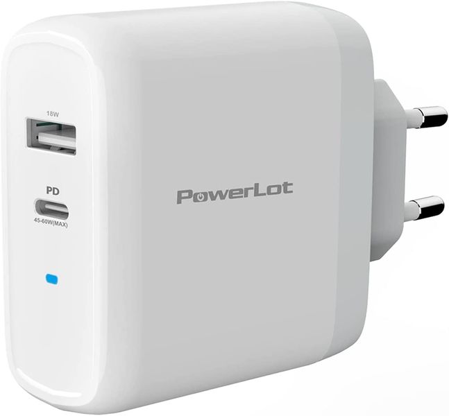 PowerLot USB C A GAN PD QC 68W 2 Port Charger