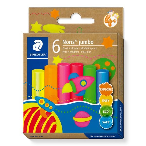 STAEDTLER Noris Jumbo Neon Modelling Clay 6-Pieces Set
