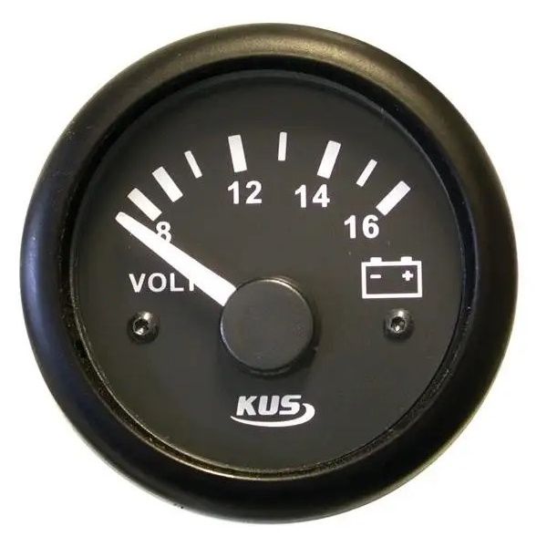 KUS 52mm Volt Gauge for Boats - 12 Volt (Black)