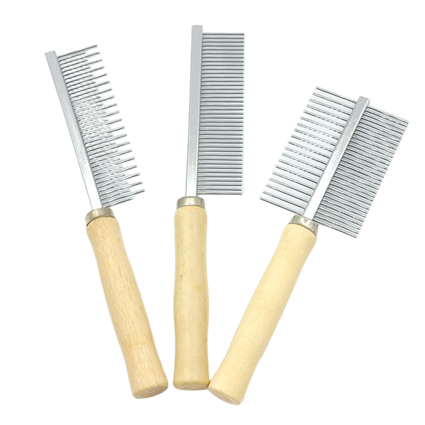 3-Piece Pet Brush Set for Cat &amp; Dog - Wooden Handle Grooming