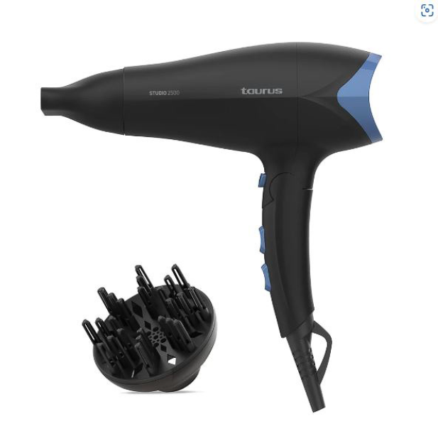 Taurus 2500W Hair Dryer Foldable 2 Speed Black "Studio 2500