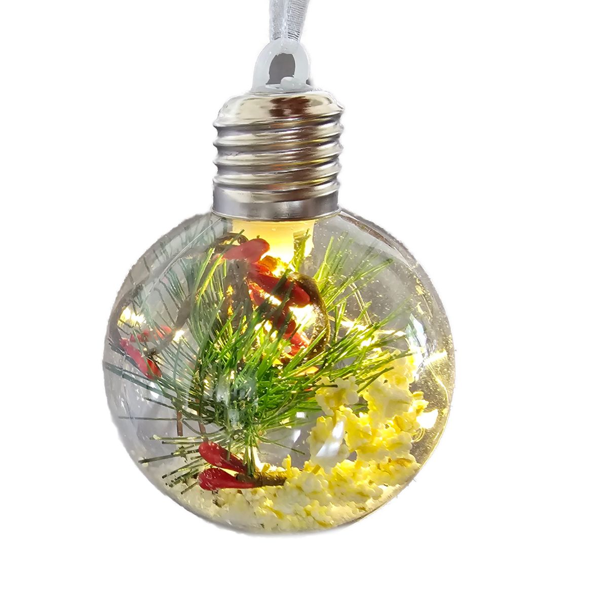 LED Bulb for Christmas tree - with Pine. snow-mistletoe