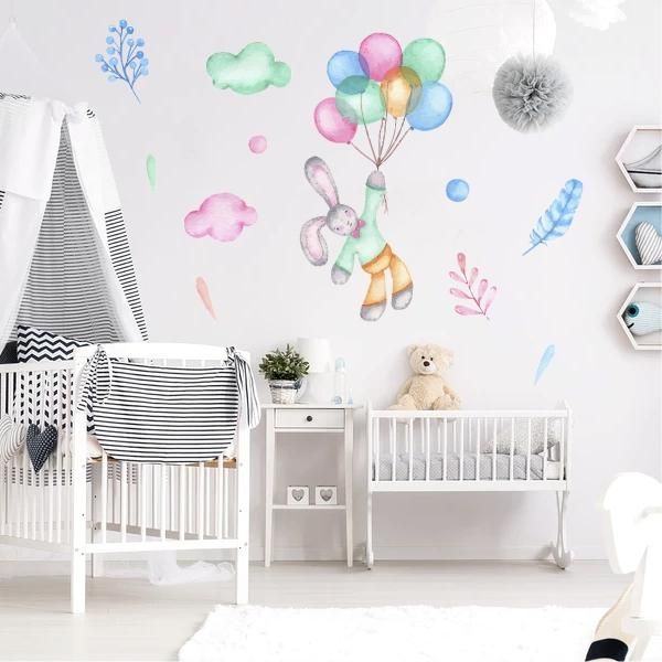 Watercolour Rabbit Balloons Decals Vinyl Sticker