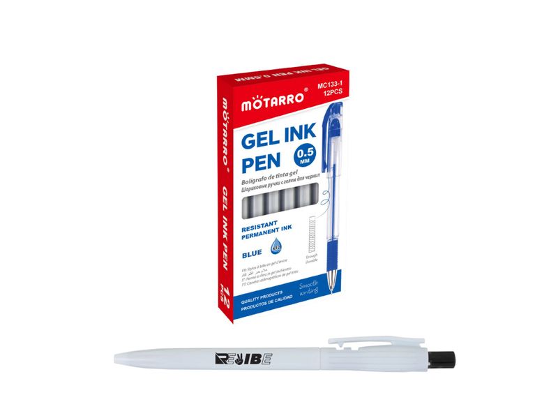 Smooth Easy Writing Permanent Gel Ink Fine Tip Pens 12 Pack with ReVibe Pen