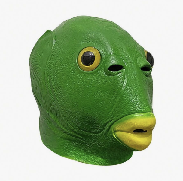 CABS- Green Fish Face Scaly Latex Mask