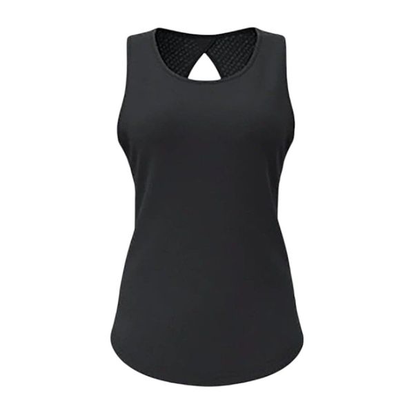 Women's Breathable Mesh-Back Yoga Vest - Black