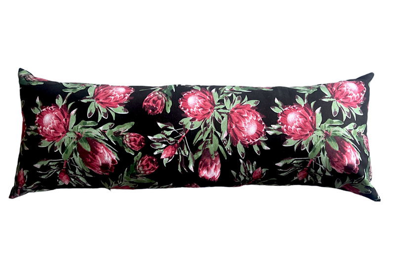Long Black Protea Decor Cushion