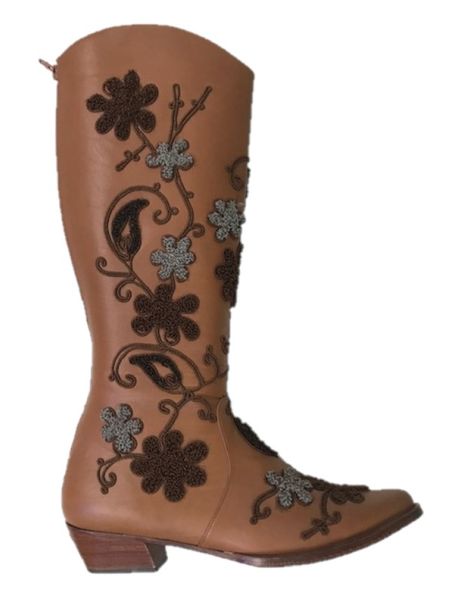 Embroidered Leather Boots