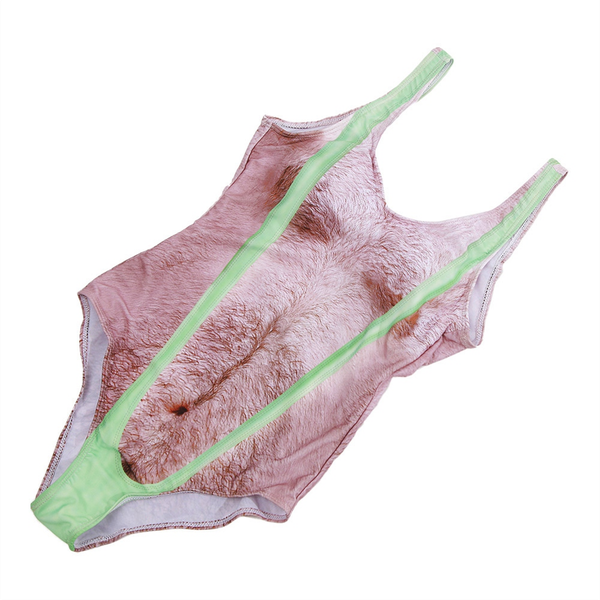 Faux Skin Hair 1-Piece Swimsuit Women's Skin Color Bikini Summer Xxl