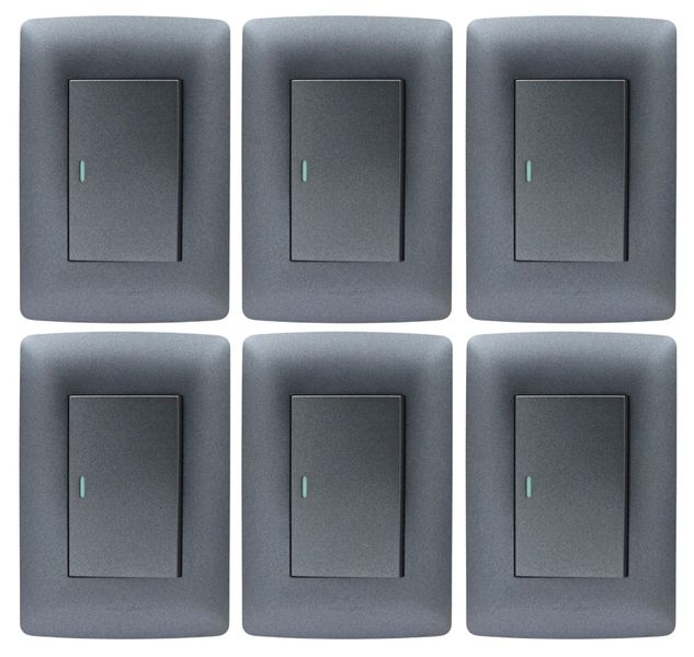 Hello Today, Metallic Black Single Lever 1 Way Light Switch - 6 Pack