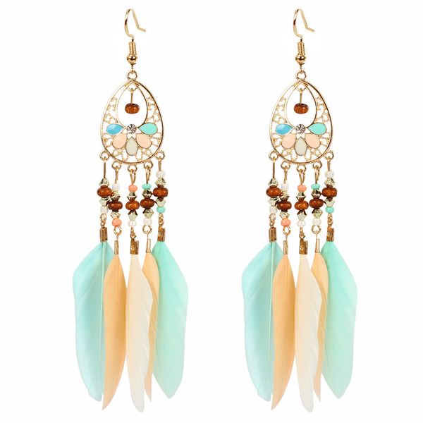 Vintage Drop Shaped Feather Earrings image