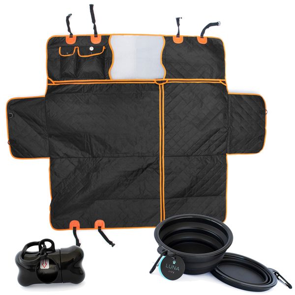 Luna Life Premium 4-in-1 Car Cover with Water Bowl &amp; Poo Bags Kit