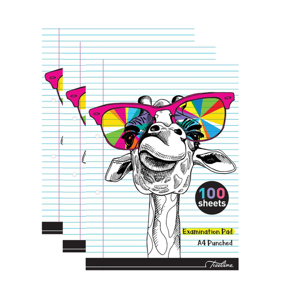 Treeline Exam Pads 100 Sheet Feint &amp; Margin - Punched - Pack of 3
