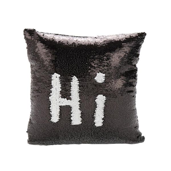 Iconix Two-Way Mermaid Sequin Pillow Case with Cushion - Black &amp; Silver