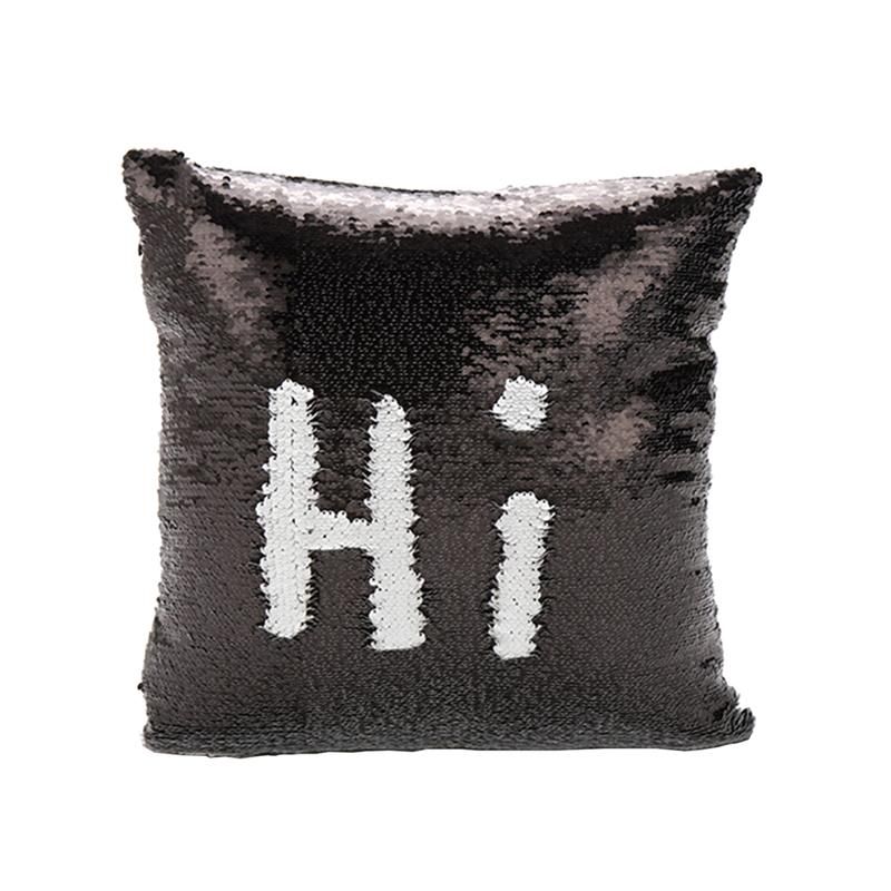 Black and clearance silver sequin pillow