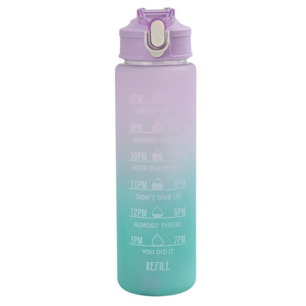 Water Bottle with Motivational Time Markers - 1 Litre