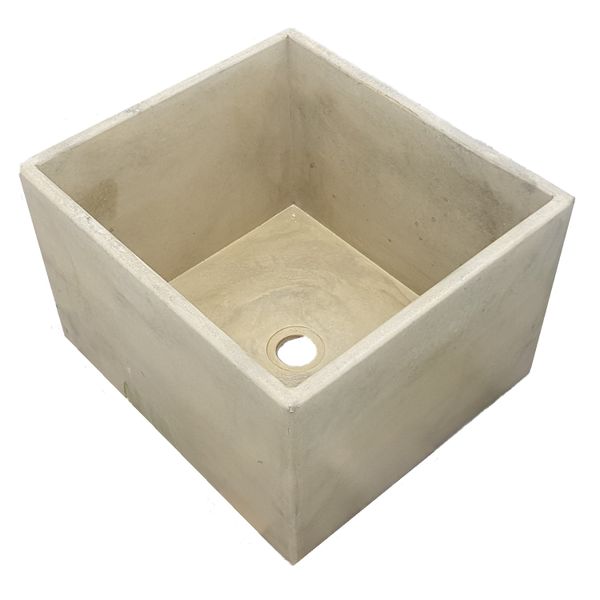 Large Sandstone Square Concrete Basin (45 X 40x 31cm High)