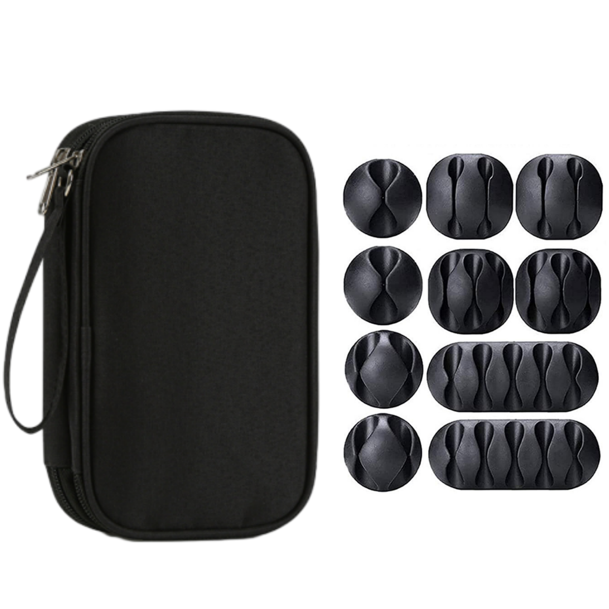 Travel Cable Organizer Pouch with 10 Cable Organizer Clips Waterproof