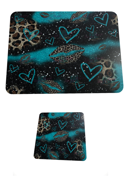 Blue Hearts - Mouse Pad And Coaster Set