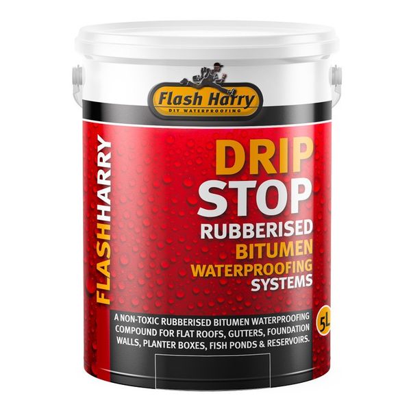 Bulk Pack x 3 Flash Harry Drip Stop Fibre Waterproofing - Black - 1 Litre
