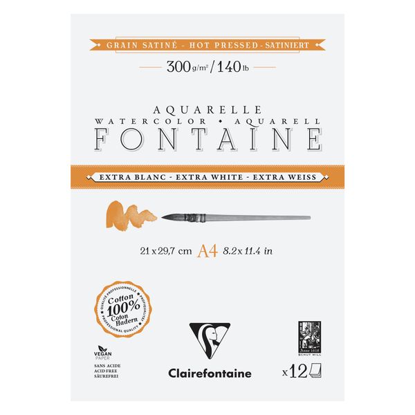 Fontaine Extra-White Hot-Pressed Aquarelle Watercolour Pad