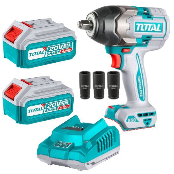 Total Tools - Cordless Impact Wrench (850N) with Battery (4Ah) and Charger