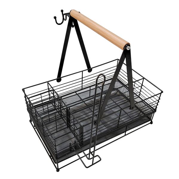Picnic Grill Caddy with Paper Towel Holder 40cm - Black