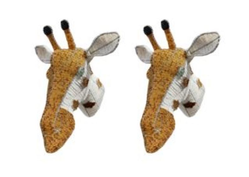African Bead &amp; Wire Handcrafted Giraffe Head Wall Decor - Set of 2