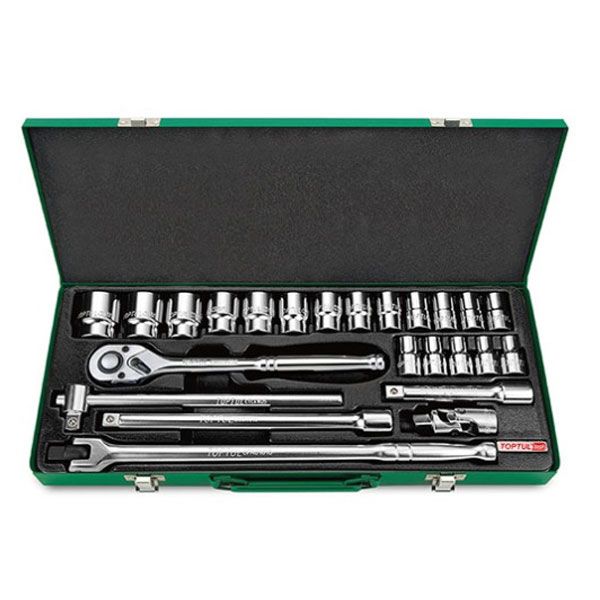 24 Piece Professional Grade 1/2" DR. Socket Set - Mirror