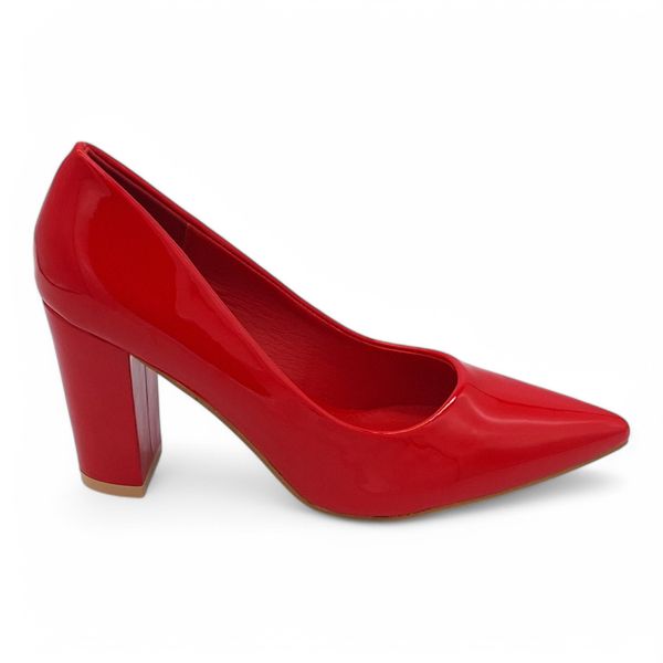 TTP Women Patent PU Slip On Block Heel Courts AW12860-1