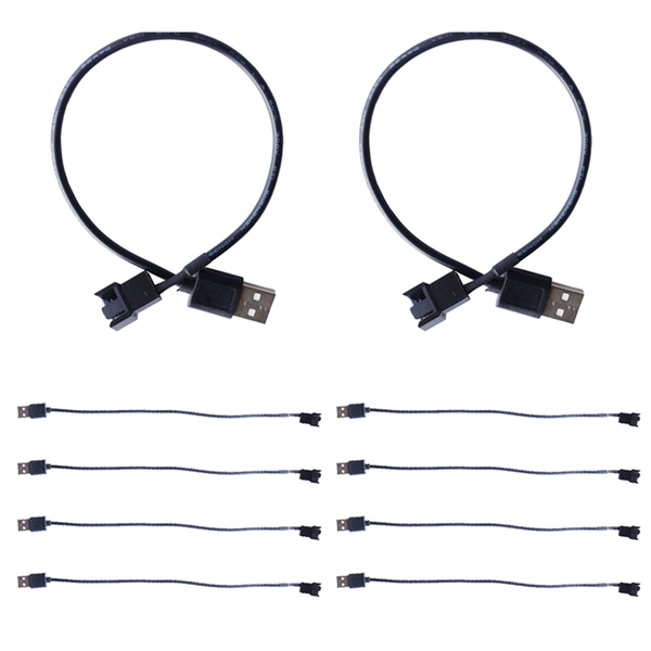10Pcs USB To 4 Pin Fan Adapter Cables Computer PC Fan Power Cable
