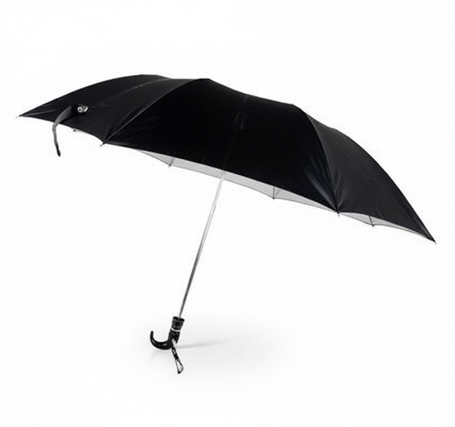 Gents Foldable Black Umbrella 1.14m Diameter for Rain and Sun - 2 Pack