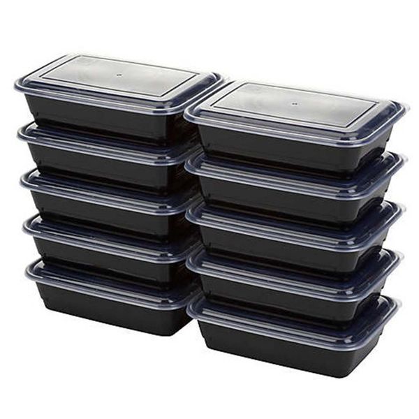 Rectangular Meal Prep Containers with Lids Portion Control - Set of 10