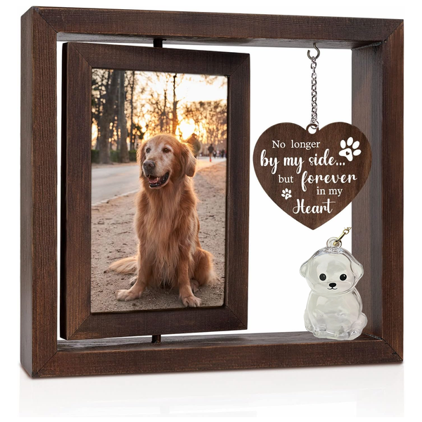 Rotating Dog Memorial Picture Frame - Holds 4x6" Photo,Double-Sided Display