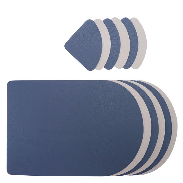Leather Placemat - Faux - Blue and Grey - Capsule