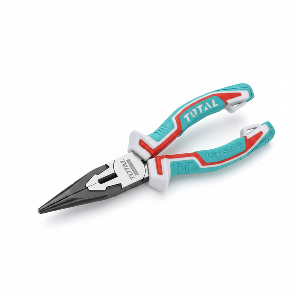 Total Long Nose Pliers 160mm Chrome Vanadium Steel with Rubber Grip