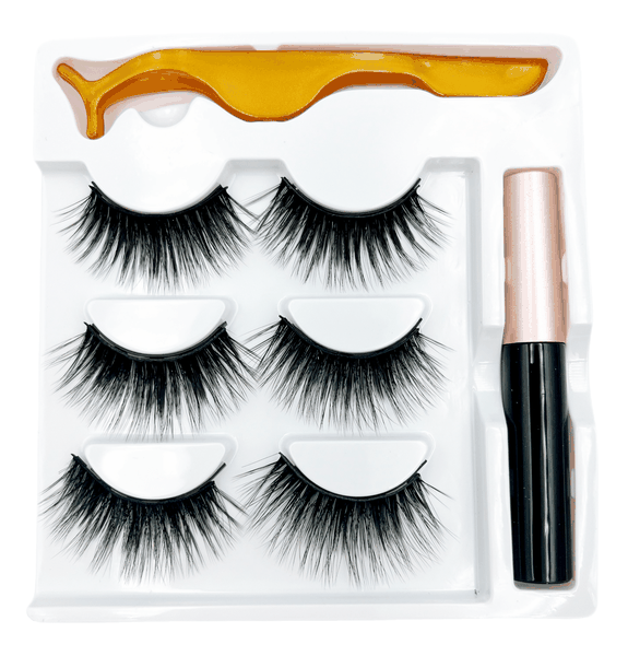Upgrade Eyeliner with Eyelashes kit - 3 Pairs Magnetic Long Eyelashes