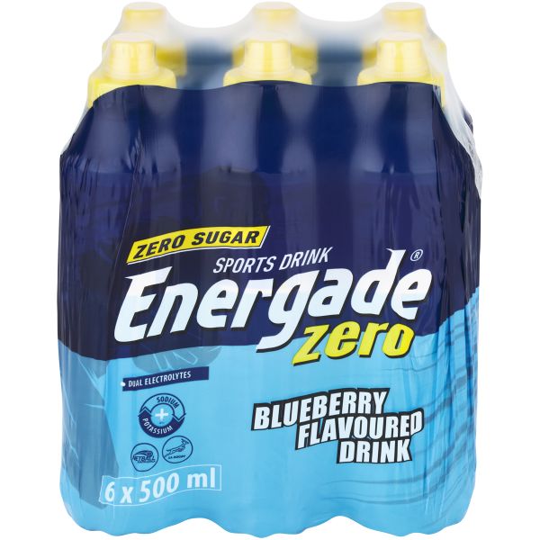 Energade Zero Sugar Blueberry Flavoured Sports Drink 6 x 500ml