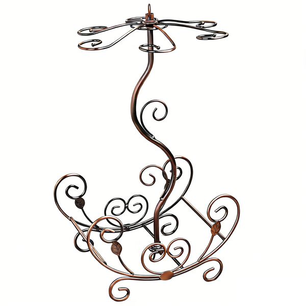 Countertop Boat-shaped Metal Wine Bottle Rack with Glass Display Holder