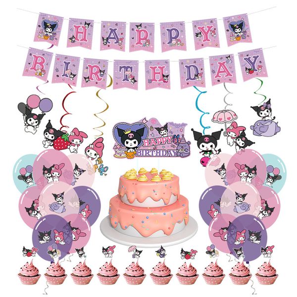 Anime Theme Party Decorations Set for Girls' Birthdays - 60 Piece